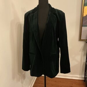 LOFT Dark Green Velvet Blazer